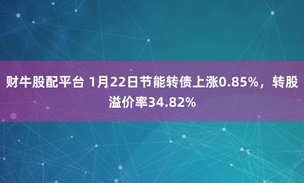 财牛股配平台 1月22日节能转债上涨0.85%，转股溢价率34.82%